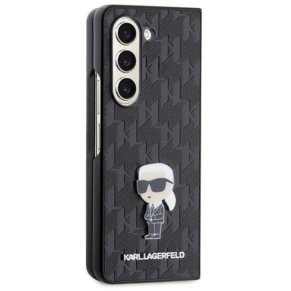 Karl Lagerfeld Saffiano Monogram Ikonik Pin Hülle für Samsung Galaxy Z Fold 5 – Schwarz