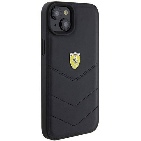 Ferrari FEHCP15MRDUK iPhone 15 Plus 6,7" schwarz/schwarzes Hardcase mit gestepptem Metalllogo