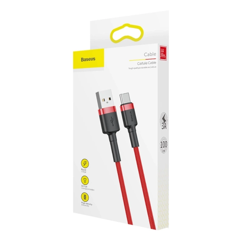 Baseus Cafule Cable - Kabel do ładowania i transmisji danych USB do USB-C 3 A, 1 m (czerwony)