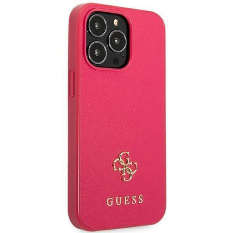 Original Handyhülle IPHONE 13 PRO Guess Hardcase Saffiano 4G Small Metal Logo (GUHCP13LPS4MF) rosa