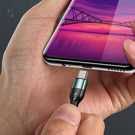 USAMS Kabel pleciony U55 2A micro USB 1szt. for set U55 zielony/green 1m SJ450USBSG02 (US-SJ450)