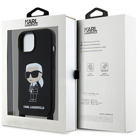 Karl Lagerfeld KLHCP15SSCBSKNK iPhone 15 6,1" Hardcase schwarz/schwarz Crossbody Silikon Ikonik