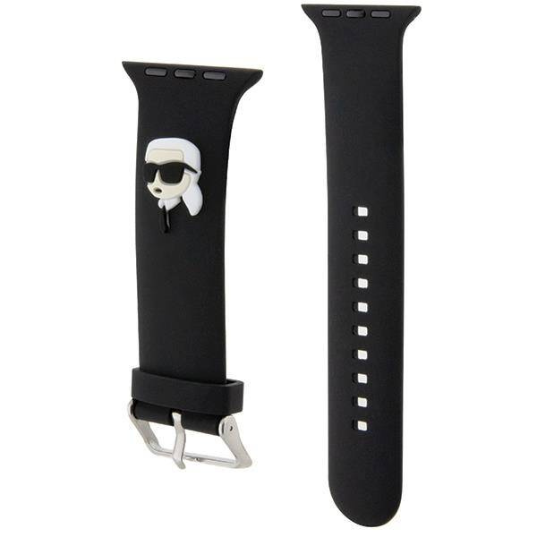 Armband für APPLE WATCH 4 / 5 / 6 / 7 / 8 / SE (38 / 40 / 41 MM) Karl Lagerfeld Strap 3D Rubber Karl Head (KLAWMSLKNK) schwarz