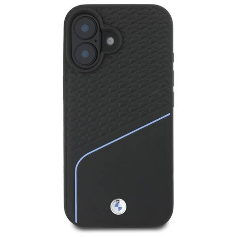 Original Case IPHONE 16 BMW Hardcase Signature Leather Textured & Line MagSafe (BMHMP16S23RDCLK) black