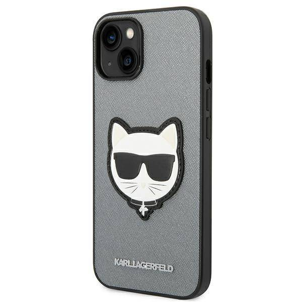 Karl Lagerfeld Saffiano Choupette Head Patch Case – Etui iPhone 14 Plus (srebrny)