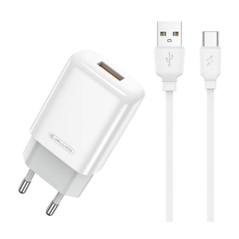 Ładowarka Sieciowa 2.4A USB + Kabel USB - USB-C Jellico EU01 białe