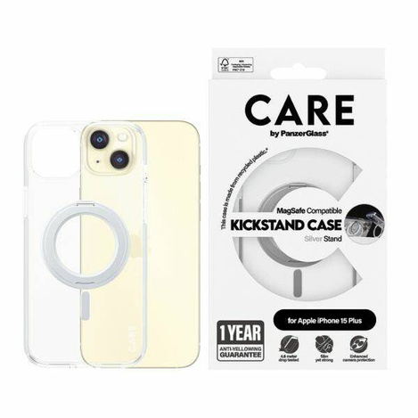 CARE by PanzerGlass Kickstand Case MagSafe für iPhone 15 Pro Max – Silber