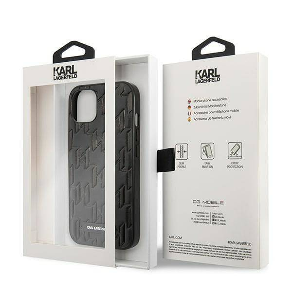 Karl Lagerfeld KLHCP13SMNMP1K iPhone 13 mini 5,4&quot; Hardcase schwarz / schwarzes Monogram Plaque