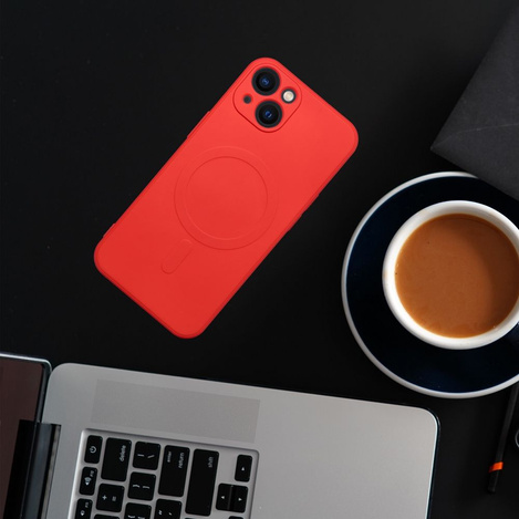 Futerał SILICONE MAG COVER kompatybilny z MagSafe do SAMSUNG S25 czerwony