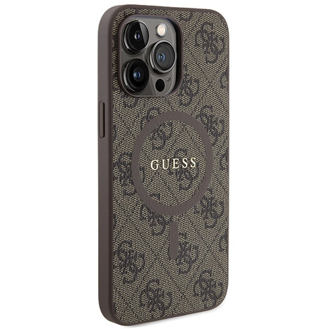 Oryginalne Etui GUESS Hardcase GUHMP14LG4GFRW do iPhone 14 Pro (Kompatybilny z Magsafe / 4G Ring classic logo / brązowy)