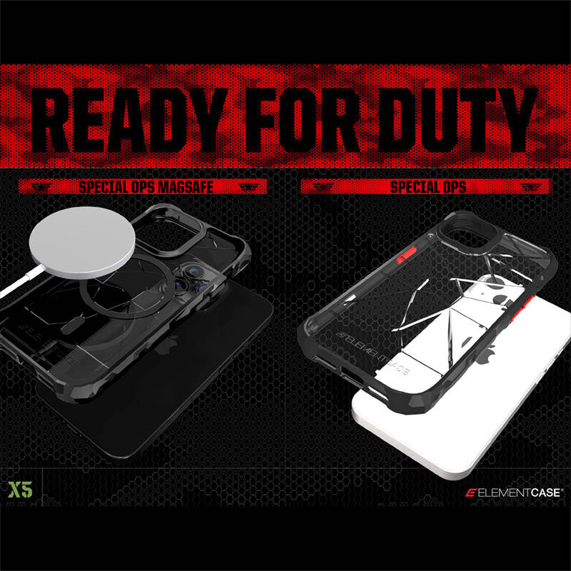 Element Case Special Ops X5 - Pancerne etui iPhone 14 (Mil-Spec Drop Protection) (Clear/Black)