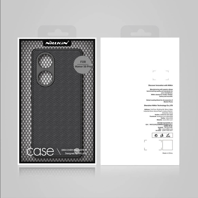 Nillkin Textured Case wytrzymałe wzmocnione etui z żelową ramką i nylonem na tyle Honor 50 Pro czarny