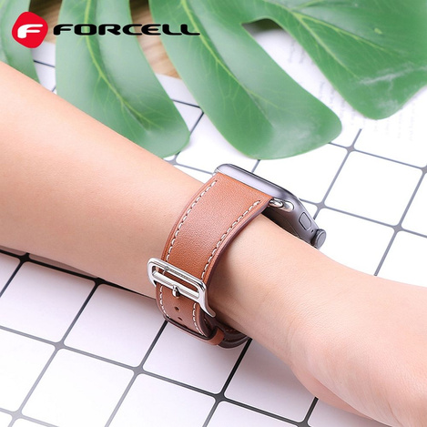 Pasek do Apple Watch Forcell F-Design FA20 magnetyczny skóra ekologiczna 42 / 44 / 45 / 49 mm brązowy