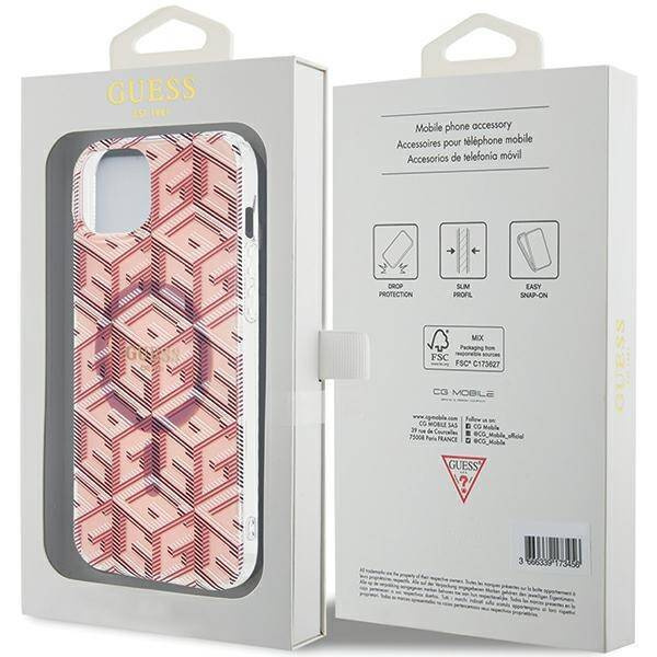 Oryginalne Etui GUESS Hardcase GUHMP15MHGCUSTGP do iPhone 15 Plus (Kompatybilny z Magsafe / IML GCUBE / różowy)