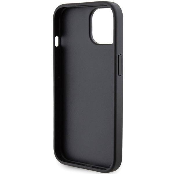 Guess Grip Stand 4G Triangle Strass Hülle für iPhone 15 – Schwarz
