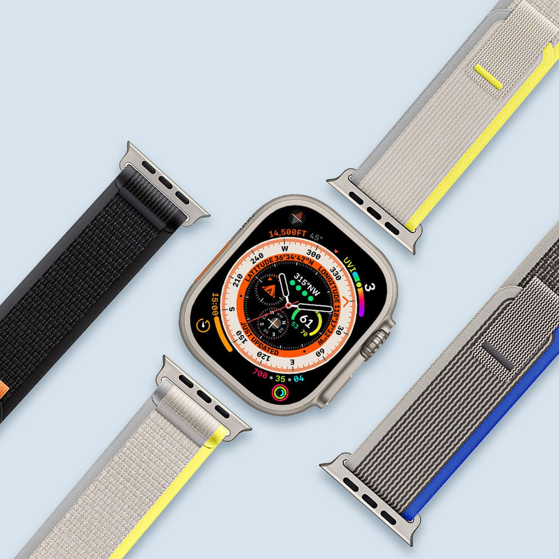 Sportarmband mit Klettverschluss für Apple Watch Ultra/8/7/6/SE/5/4/3/2/1 (42, 44, 45, 49 mm) Dux Ducis Armband YJ-Version – Blaugrau