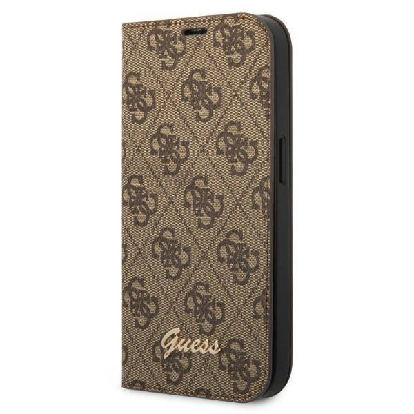 Guess 4G Metal Camera Outline Booktype Case - Etui iPhone 14 Pro Max (brązowy)