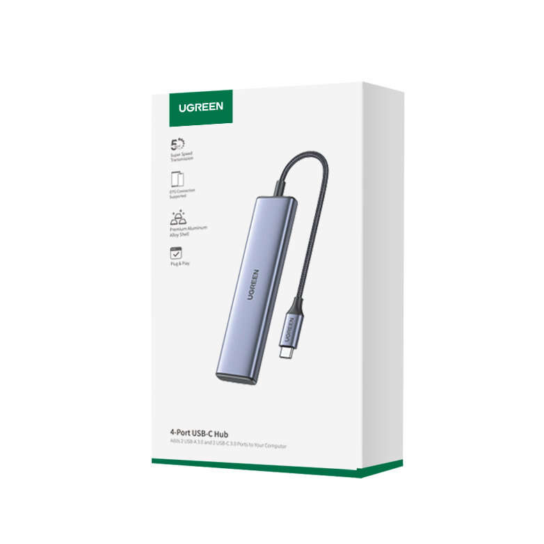 HUB USB-C - 2 x USB-A / 2 x USB-C 20 cm Ugreen CM473 - grau