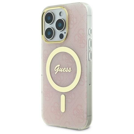 Original Case IPHONE 16 PRO Guess Hardcase IML 4G MagSafe (GUHMP16LH4STP) pink