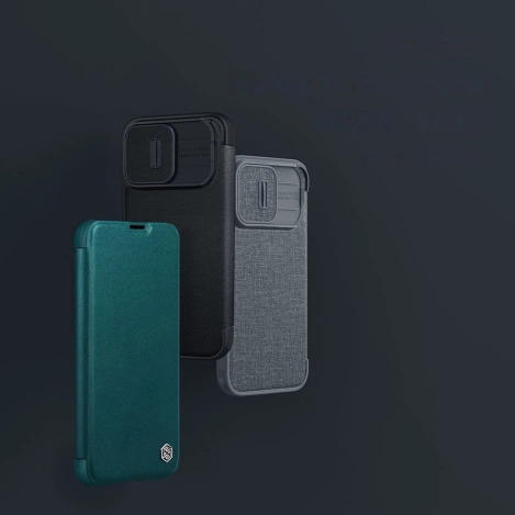 Nillkin Qin Cloth Pro Case Case for iPhone 14 Pro Max Camera Cover Holster Cover Flip Case Blue