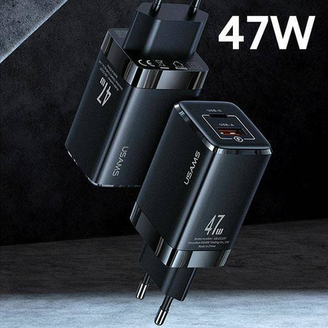 USAMS Ład. siec. T41 USB-C+USB GaN 47W PD+QC (only head) Fast Charging biały/white CC137TC02 (US-CC137)