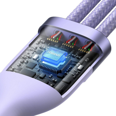Baseus Flash Series II USB Type C / USB Type A cable - USB Type C / Lightning / micro USB 100 W 1.5 m purple (CASS030205)