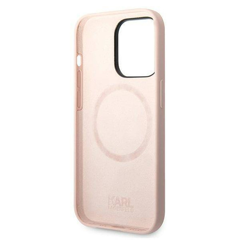 Original Case IPHONE 14 PRO Karl Lagerfeld Hardcase Silicone Karl`s Head MagSafe (KLHMP14LSLKHLP) pink