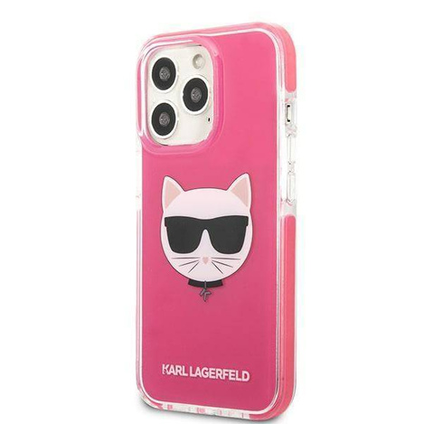 Original Handyhülle IPHONE 13 PRO MAX Karl Lagerfeld Hardcase Choupette Head (KLHCP13XTPECPI) rosa