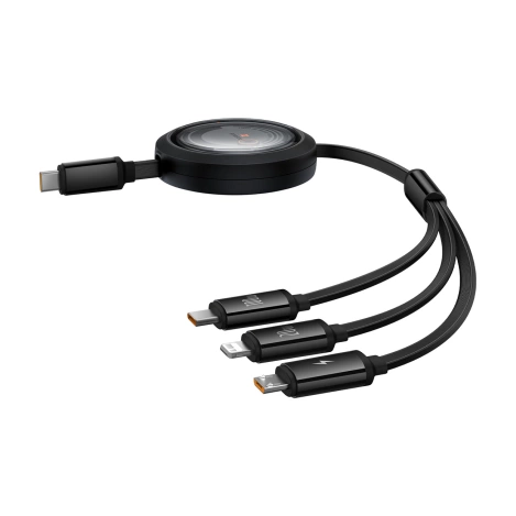 Baseus Free2Draw CB000084 einziehbares USB-C – Lightning /USB-C/Micro-USB-Kabel 100 W 1,1 m – Schwarz
