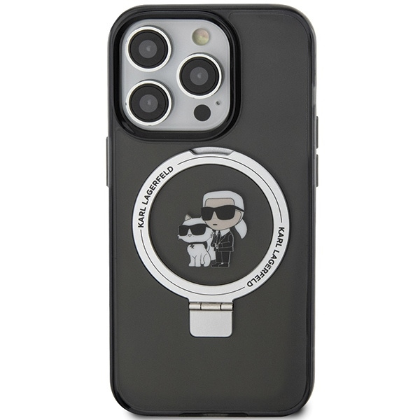 Karl Lagerfeld KLHMP13LHMRSKCK iPhone 13 Pro 6,1&quot; schwarz/schwarz Hardcase Ringständer Karl&amp;Choupette MagSafe