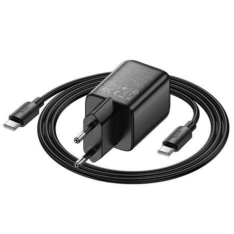 Ładowarka sieciowa do telefonu Hoco USB A + USB C QC3.0 PD 3A 20W + kabel USB C do USB C N34 transparentna