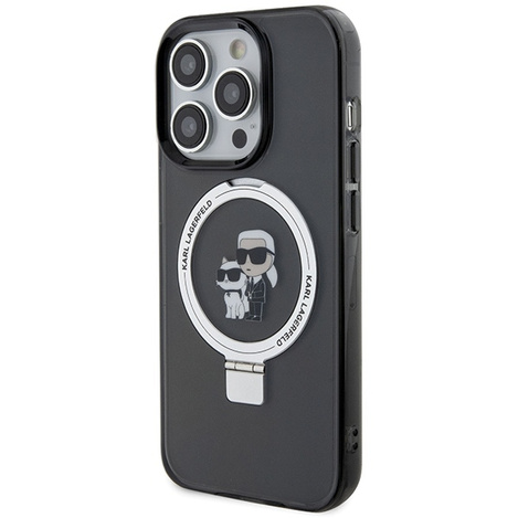 Karl Lagerfeld KLHMP13LHMRSKCK iPhone 13 Pro 6,1&quot; schwarz/schwarz Hardcase Ringständer Karl&amp;Choupette MagSafe