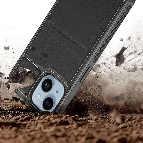 3-in-1-Hülle für iPhone 14 Plus mit MagSafe Wallet RFID-blockierender Ständer Dux Ducis Rafi Mag – Schwarz