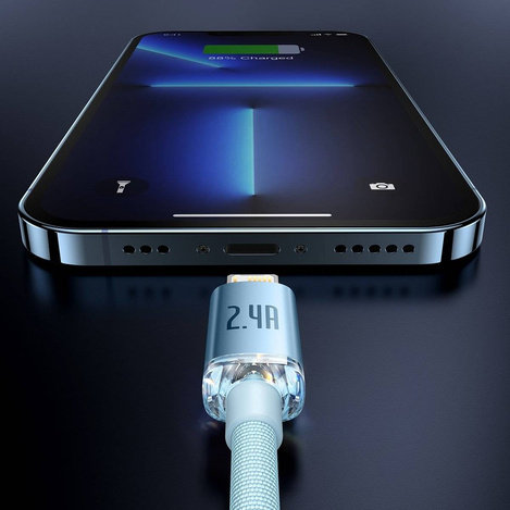 Baseus Crystal Shine Series USB-Kabel - Lightning 2,4A 20W 2m blau (CAJY001203)