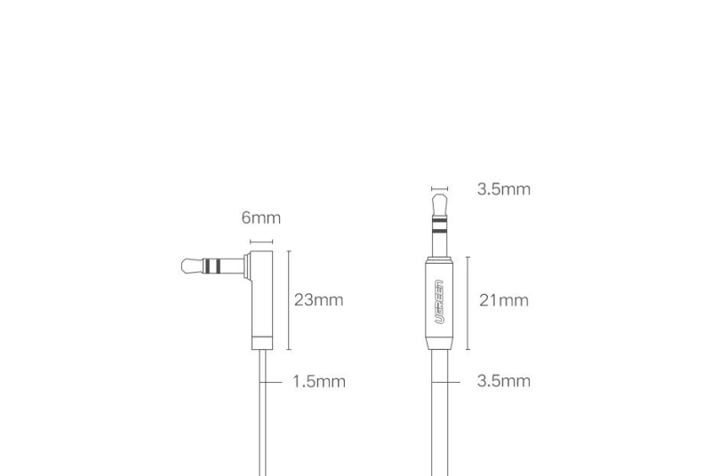 Ugreen płaski kabel przewód audio AUX 3,5 mm mini jack 5m srebrny (10729)