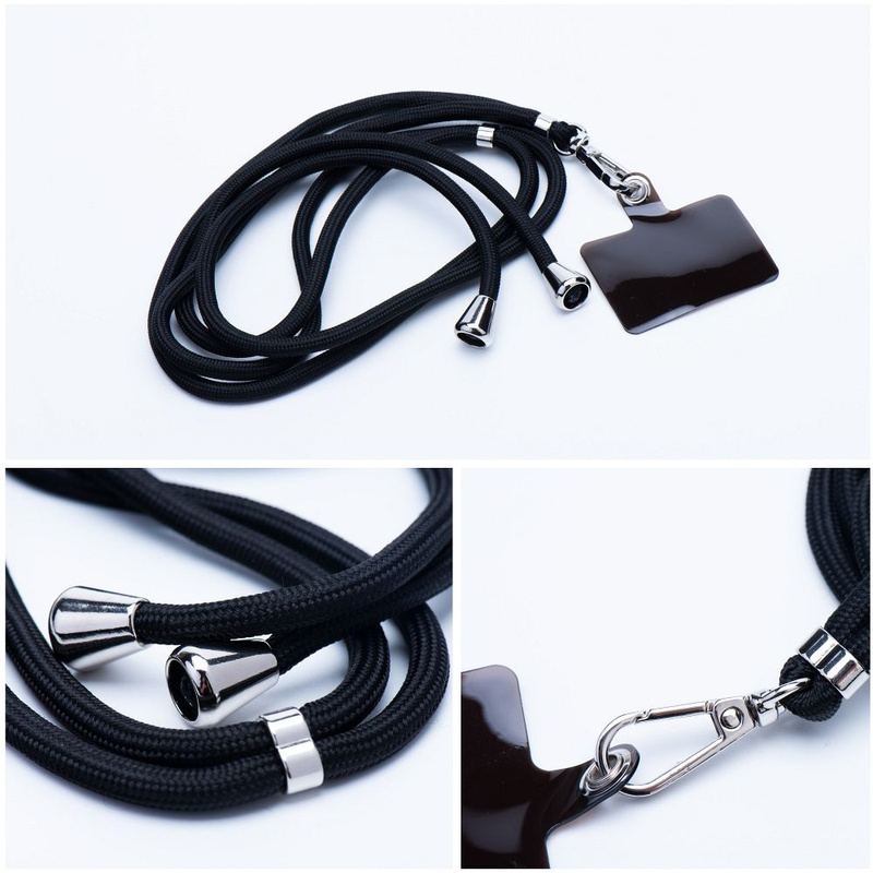 Zawieszka SWING do telefonu z regulacją długości / długość sznura 165cm (max 82,5cm w pętli) / na ramię lub szyję - czarny
