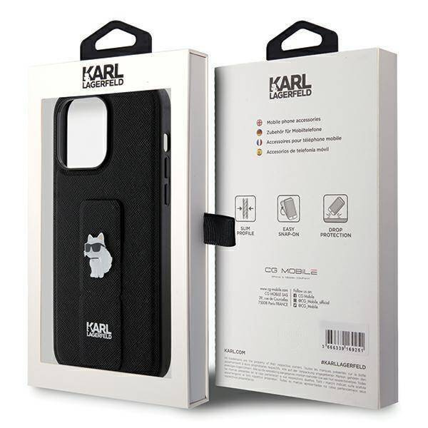 Karl Lagerfeld nakładka do iPhone 13 Pro 6,1&quot; KLHCP13LGSACHPK HC GRIPSTAND SAFFIANO CHOUPETTE PINS czarna