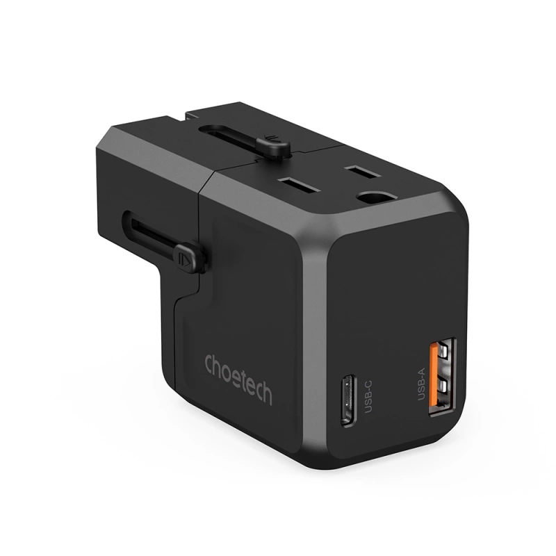 Choetech PD6038 USB-C USB-A PD 20W Reiseladegerät USA EU UK AU – Schwarz