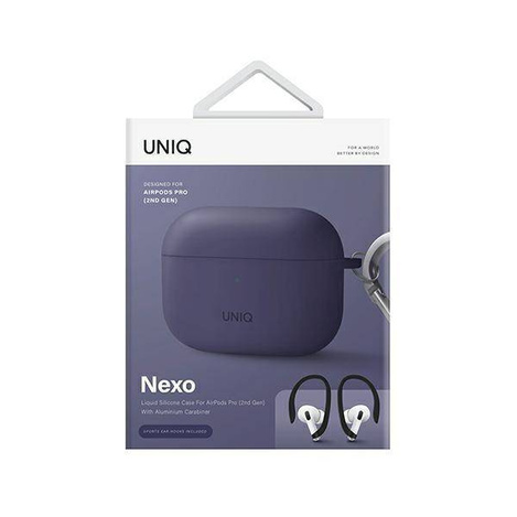 Uniq Hülle Nexo AirPods Pro 2 Gen + Ohrhaken Silikon lila/feige lila