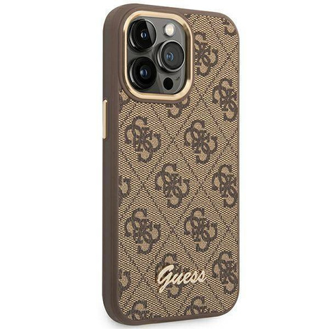 Original Case IPHONE 14 PRO Guess Hard Case 4G Vintage Gold Logo (GUHCP14LHG4SHW) brown