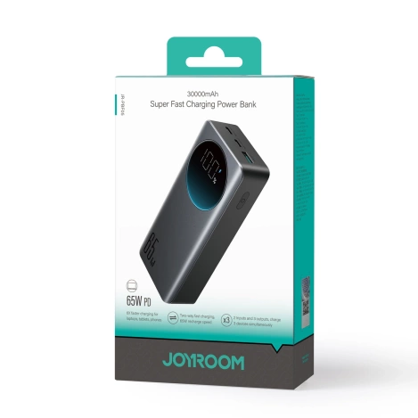 Powerbank Joyroom 30000mAh 65W z wyświetlaczem cyfrowym (JR-PBF05) - czarny