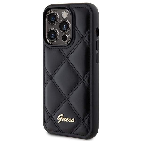 Guess nakładka do iPhone 15 Pro Max 6,7" GUHCP15XPSQSQSK czarna HC PU Quilted Metal Logo