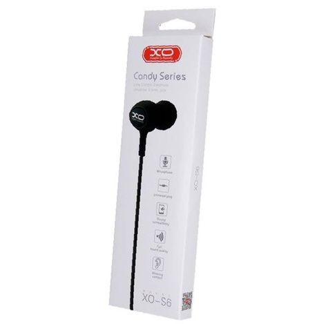XO słuchawki przewodowe S6 jack 3,5mm dokanałowe czarne