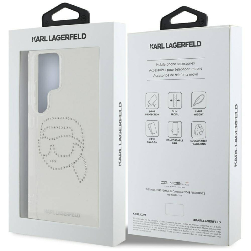 Etui Karl Lagerfeld Rhinestones Karl Head Logo Samsung Galaxy S25 Ultra przezroczysty