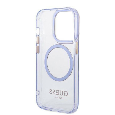 Guess GUHMP14LHTCMU iPhone 14 Pro 6,1" lila/lila Hartschale Gold Outline Translucent MagSafe