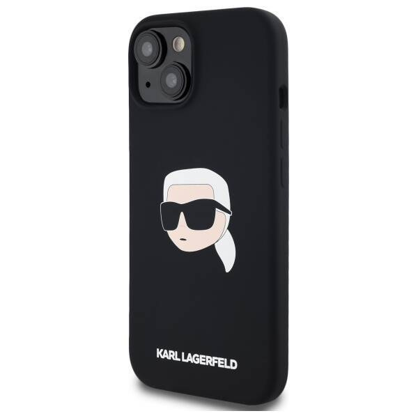 KARL LAGERFELD futerał do IPHONE 15 kompatybilny z MagSafe KLHMP15SSKHPPLK (SIL KL Head Print) black