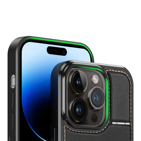 3-in-1-Hülle für iPhone 14 Pro mit MagSafe Wallet RFID-blockierender Ständer Dux Ducis Rafi Mag – Schwarz