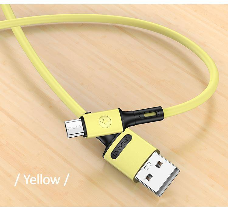 USAMS Kabel U52 microUSB 2A Fast Charge 1m żółty/yellow SJ435USB03 (US-SJ435)