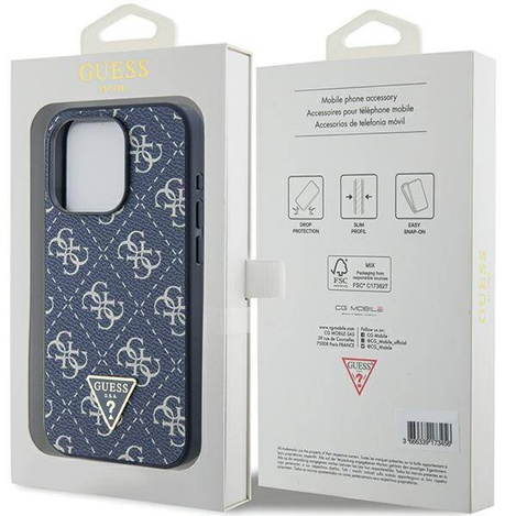 Oryginalne Etui APPLE IPHONE 15 PRO Guess Hardcase 4G Triangle Metal Logo (GUHCP15LPG4GPB) niebieskie