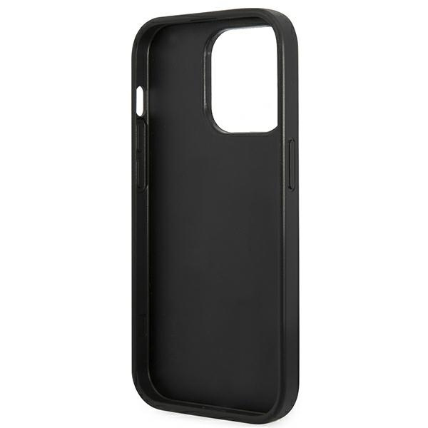 Guess GUHCP14LG4GFGR iPhone 14 Pro 6.1 &quot;Grau / Graues Hartschalenetui 4G Metal Gold Logo